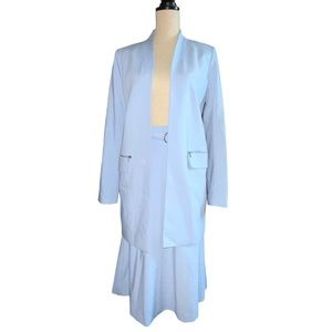Calvin Klein Women’s 2 Pc Skirt Suit Jacket 8 Skirt 10 Baby Blue Aline Skirt NWT